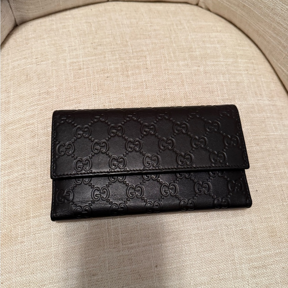 Gucci Black Monogram Leather Wallet